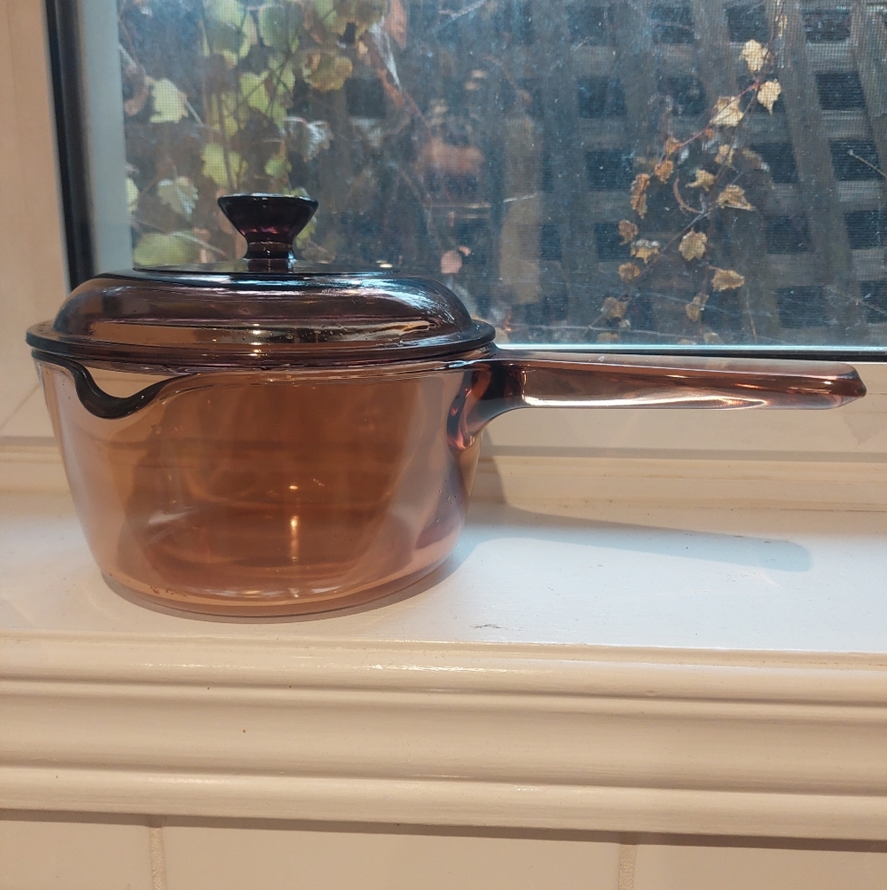 Vintage Pyrex Brown Glass Saucepan 1L